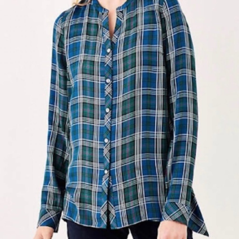 J. JILL PLAID BUTTON DOWN SHIRT